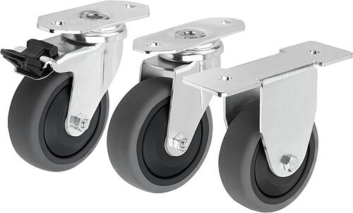 Apparate-Lenk- und Bockrollen Stahl, Laufbelag ...