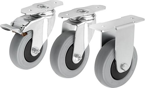 Apparate-Lenk- und Bockrollen Stahl, Laufbelag ...