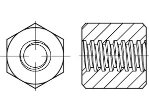 ART 88090 Mutter 6kt. Stahl m.Trapezgew. TR 30 x 6 x SW 46 x L45 VE=S