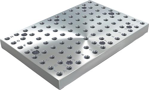 GRUNDPLATTE MIT RASTERBOHRUNGEN, FORM:B L=1200, B=600, H=50, D=16, GJL300