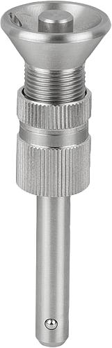 KUGELSPERRBOLZEN MIT PILZGRIFF VERSTELLBAR, D1=16, L=68-80, EDELSTAHL 1.4542,...