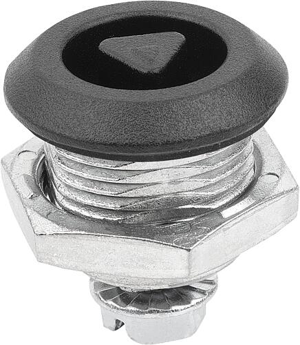 DREHRIEGEL MIT DREIKANT 8MM, H=18, SW=27, S=8, ZINK SCHWARZ PULVERBESCHICHTET