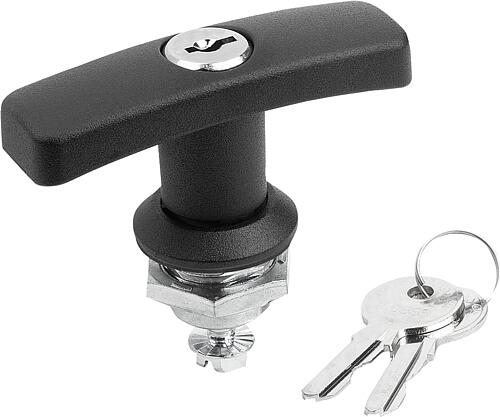 DREHRIEGEL MIT T-GRIFF, MIT T-GRIFF ABSCHLIEßBAR, H=18, S=8 ZINK, SCHWARZ PUL...
