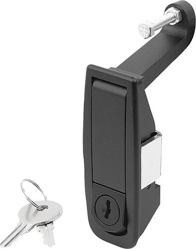 KOMPRESS.-HEBELVERSCHLUSS FLACH, FORM:B, H=50, ZINK SCHWARZ PULVERBESCHICHTET