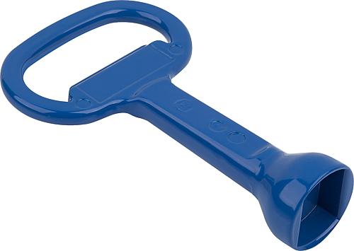 STECKSCHLÜSSEL FÜR DREHRIEGEL, FÜR HYGIENEBEREICH, MIT ZWEIKANT SW=13, ZINK BLAU
