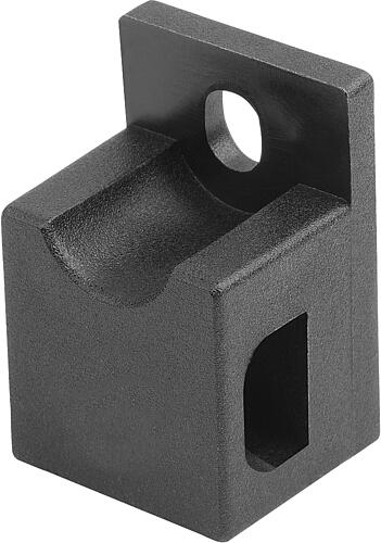 ANSCHLAG FÜR RUNDSTANGEN, D=8, B=25, H=22, L=37, POLYAMID SCHWARZ RAL9005