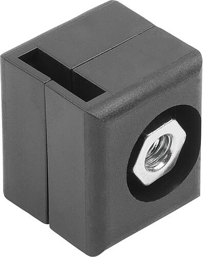 FÜHRUNG FÜR FLACHSTANGEN, B=22,5, H=22, L=26, POLYAMID SCHWARZ RAL9005, KOMP:...