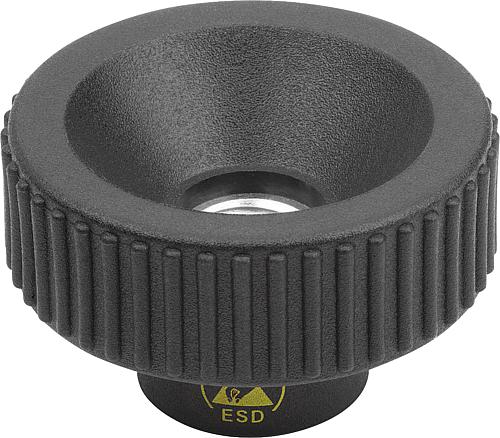 RÄNDELMUTTER ANTISTATISCH, D=M10, D1=40, H=25, THERMOPLAST SCHWARZ RAL9011, K...