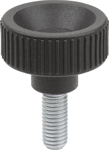 RÄNDELSCHRAUBE D=M10X40, D1=40, H=25, THERMOPLAST SCHWARZGRAU RAL7021, KOMP:A...