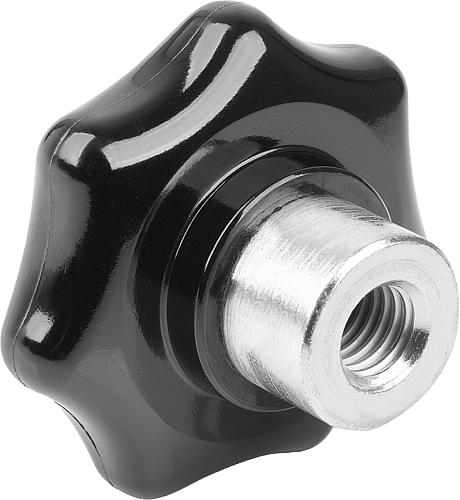 STERNGRIFF MIT VORSTEHENDER BUCHSE D=M12, D1=63 H=40, FORM:K, DUROPLAST SCHWA...