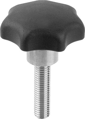 STERNGRIFF METALLDETEKTIERBAR, MIT VORSTEHENDER BUCHSE M10X40, D1=50, H=50, F...