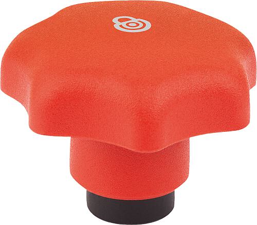 STERNGRIFF MIT SICHERHEITSFUNKTION GR.3 D=M10 D1=50, THERMOPLAST ROT RAL3020,...