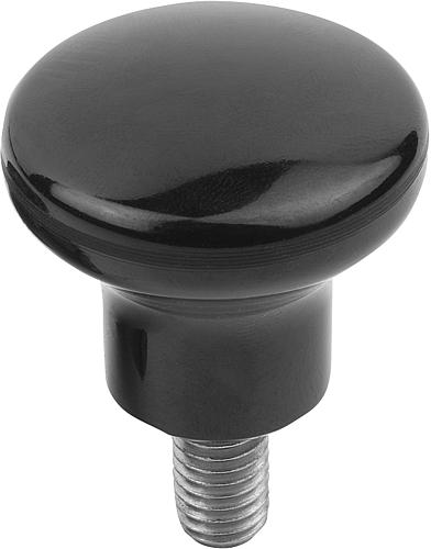 PILZKNOPF POLIERT D=M08X15 D1=33 DUROPLAST, SCHWARZ, KOMP:AUTOM.STAHL, BLAU P...