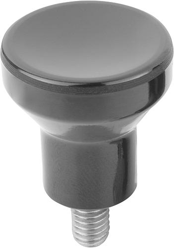 PILZKNOPF GR.3 D=M08X15, D1=33, DUROPLAST SCHWARZ POLIERT, KOMP:AUTOM.STAHL B...