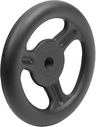 HANDRAD PASSBOHRUNG, D1=125, D2=14H9, FORM:A 3-SPEICHEN, STAHL SCHWARZ PULVER...
