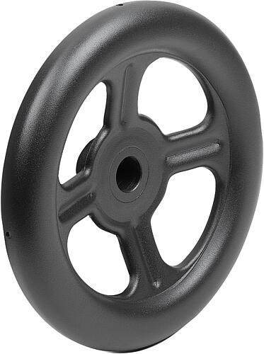 HANDRAD PASSBOHRUNG, D1=200, D2=22H9, FORM:B 4-SPEICHEN, STAHL SCHWARZ PULVER...