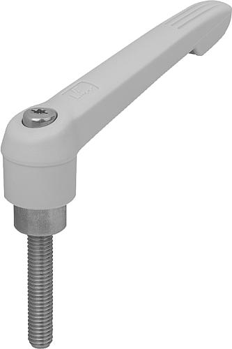 KLEMMHEBEL GR.5 M16X60, KUNSTSTOFF GRAU RAL7035, KOMP:EDELSTAHL