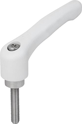 KLEMMHEBEL GR.9 8-32X25, HOCHLEISTUNGSTHERMOPLAST GRAU RAL7035, KOMP:EDELSTAH...