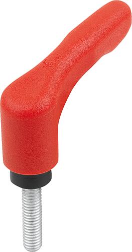 KLEMMHEBEL ECO GR.3 3/8-16X60, KUNSTSTOFF ROT RAL3020, KOMP:STAHL