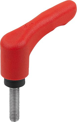 KLEMMHEBEL ECO GR.3 M10X60, KUNSTSTOFF ROT RAL3020, KOMP:EDELSTAHL