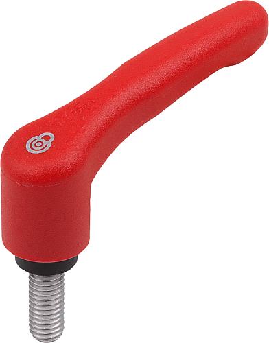 KLEMMHEBEL MIT SICHERHEITSFUNKTION GR.3 3/8-16X40, KUNSTSTOFF ROT RAL3020, KO...