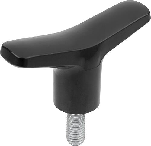 T-GRIFF D=M12X50, A=85,2, B=19,6, H=44,8, FORM:L DUROPLAST HOCHGLANZPOLIERT, ...