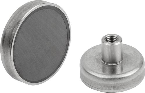 MAGNET FLACHGREIFER M05, D=63 +0,3/-0,1, H1=22, HARTFERRIT, RUND, KOMP:EDELSTAHL