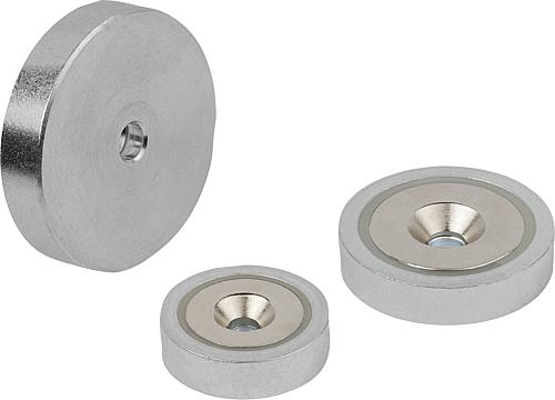 MAGNET FLACHGREIFER, RUND, NDFEB, KOMP:STAHL, D=40, D1=5,5, H=8