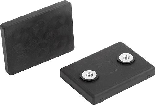 MAGNET FLACHGREIFER, RECHTECKIG, FORM:B 43X31X6,9, D1=10, NDFEB, KOMP:GUMMI S...