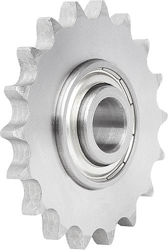KETTENSPANNRAD, EINFACH MIT KUGELLAGER, 1X17,02MM, N=12, STAHL C45, ISO=16B-1