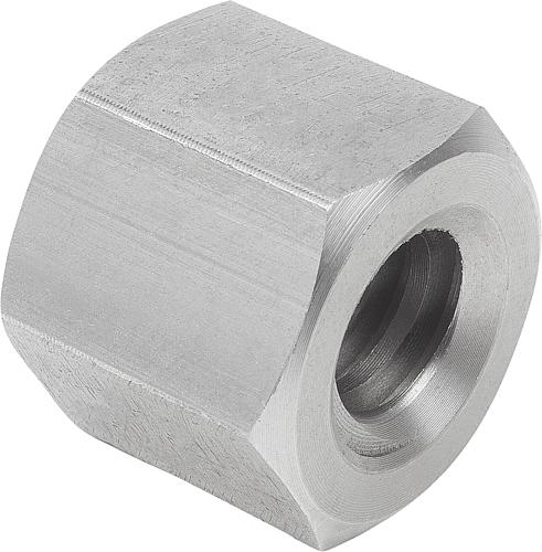 TRAPEZGEWINDEMUTTER LINKSGEWINDE, EINGÄNGIG, TR 50X8, L=75, SW=75, EDELSTAHL
