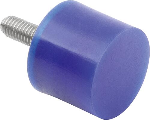 GUMMIPUFFER TYP D AUSSENGEWINDE M10X28, D=50, H=30, EDELSTAHL A4 1.4401, ZYLI...