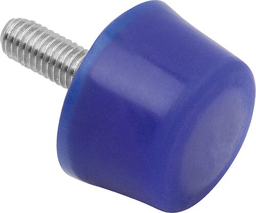 GUMMIPUFFER KONISCH AUSSENGEWINDE M10X28, D=50, H=17, EDELSTAHL A4 1.4401, KO...