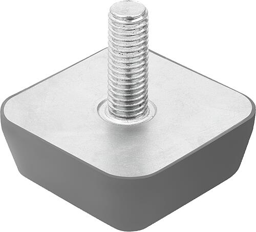 GUMMIPUFFER VIERECKIG AUSSENGEWINDE M12X37, D=80, H=30, EDELSTAHL A4 1.4401, ...