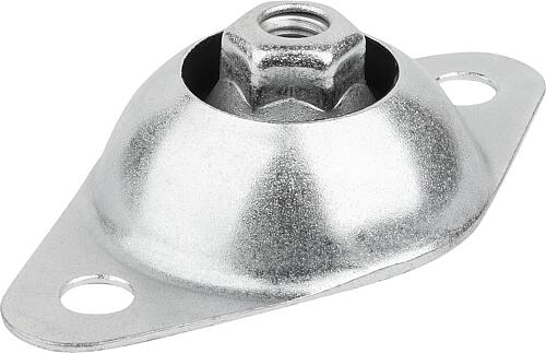 GUMMI-METALL-DECKENELEMENT INNENGEWINDE M10, FORM:C, RUND, STAHL VERZINKT, KO...