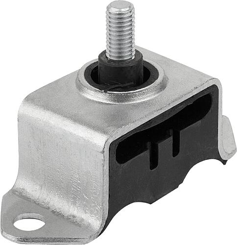 GUMMI-METALL-DECKENELEMENT AUßENGEWINDE M08X15, FORM:A, ECKIG, STAHL VERZINKT...