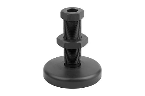 STELLFUß MIT HOHLSCHRAUBE M36X2X177, D=150, STAHL SCHWARZ, MIT KONTERMUTTER, ...