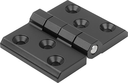 SCHARNIER FORM:B 76X60, BEFESTIGUNGSBOHRUNGEN, ZINK SCHWARZ, KOMP:EDELSTAHL