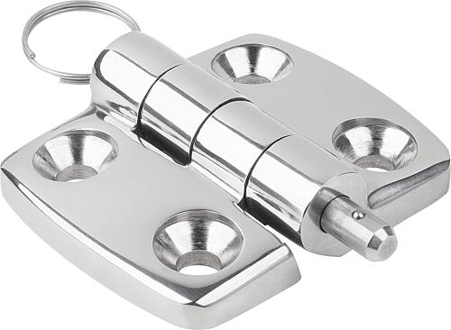 SCHARNIER FORM:A MIT STECKBOLZEN 113X48, EDELSTAHL A4 1.4401 HOCHGLANZPOLIERT...