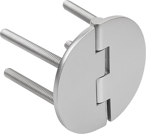 SCHARNIER, FORM:B RUND 65X65, EDELSTAHL A2 1.4301 GESTRAHLT
