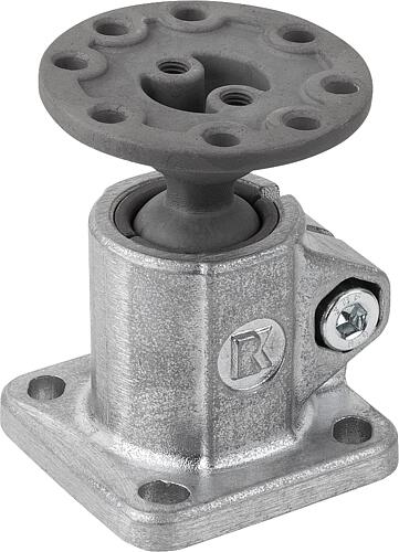 ROHRVERBINDER MIT FUß, FÜR RUNDROHRE, M=60, L=80, A=30,1, FORM:B MIT KUGELGEL...