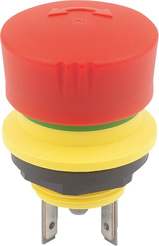 NOT-HALT-TASTER EINBAUVERSION, SELBSTÜBERWACHT=NEIN, FLACHSTECKER 2,8X0,5MM, ...