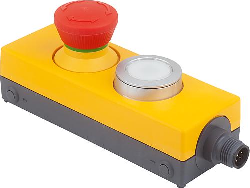 NOT-HALT-TASTER MINIBOX, MIT DRUCKTASTE, SELBSTÜBERWACHT=JA, M12 8-POLIG A-KO...