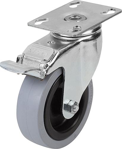 LENKROLLE MIT FESTSTELLSYS STOP-FIX GUMMI, KOMP:STAHL, D=125, B=32
