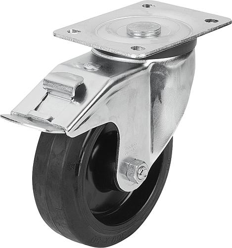 LENKROLLE MIT FESTSTELLSYS STOP-FIX, D=200, B=50, GUMMI, KOMP:STAHL