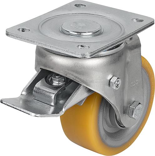 LENKROLLE MIT FESTSTELLSYS STOP-TOP POLYURETHAN, KOMP:STAHL, D=200, B=50