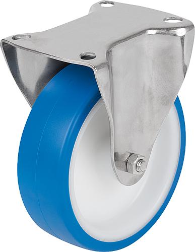 BOCKROLLE OHNE FESTSTELLSYSTEM, D=200, B=50, THERMOPLAST 1.4301, FÜR HYGIENEB...