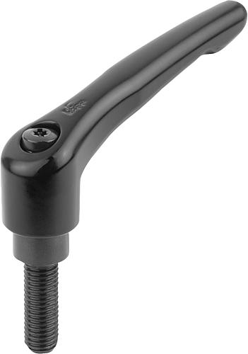 KLEMMHEBEL GR.9 M05X35, ZINK SCHWARZ RAL9005 SEIDENMATT, KOMP:STAHL BRÜNIERT