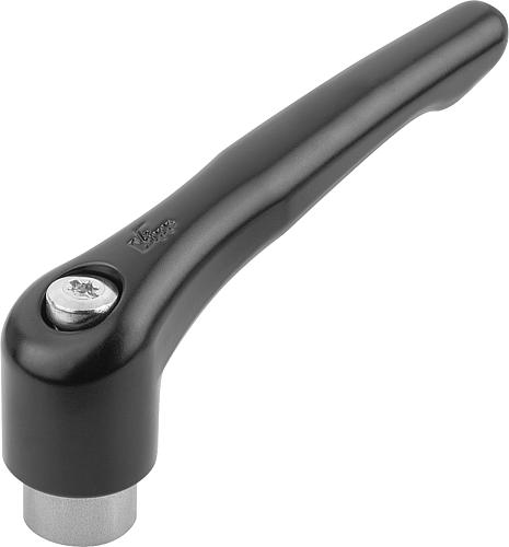 KLEMMHEBEL GR.9 8-32, ZINK SCHWARZ RAL9005 SEIDENMATT, KOMP:EDELSTAHL BLANK