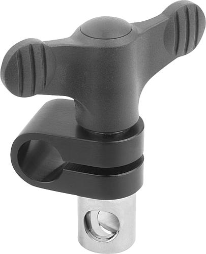 SPANNGELENK GR.6, MIT FLÜGELGRIFF, D=20, ALUMINIUM SCHWARZ ELOXIERT, D1=20, K...